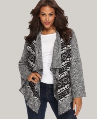 Add a fashionable layer to your ensemble with Style&co.'s long sleeve plus size cardigan, featuring a fairisle print. (Clearance)