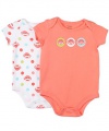 Baby Starters Baby-girls Newborn Sock Monkey 2 Pack Bodysuit, Coral, 0-3 Months
