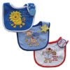 Luvable Friends 3-Pack Side-Closure, Applique & Embroidery Baby Bibs, Boy Set