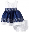 Sweet Heart Rose Baby-girls Infant Nautical Special Occasion Dress, Navy/White, 18 Months