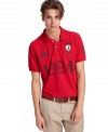 Don't let Big Brother keep tabs on your varsity style. This polo shirt from American Rag ensures your cool casual look.