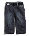 GUESS Kids Boys Toddler Belted Jeans, DARK STONEWASH (12M)