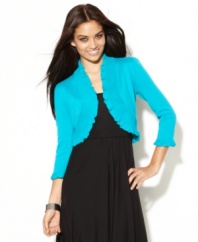 INC's cardigan makes a great top layer for any outfit! The ruffled details give this shrug a charming touch.