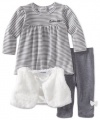 Calvin Klein Baby-Girls Newborn Print 3 Piece Vest Set