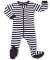Leveret Footed Black & White Striped Pajama Sleeper 100% Cotton (Size 6M-5T)