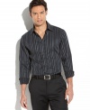 Update your white button down collection with this gray-pinstriped version from INC International Concepts.