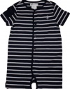 Polo Ralph Lauren Layette Boy's Striped Button Front Shortall (9 Month, Navy)
