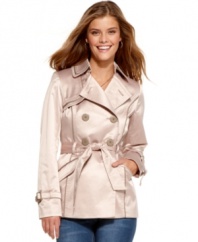With piped ribbon trim throughout, this Jessica Simpson trench coat is a feminine topper for a stylish spring!