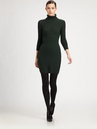 This form-fitting sweater dress features alternating panels of rib and popcorn-knit.Rib-knit turtleneckRib-knit three-quarter sleevesRib-knit waistbandPatent leather elbow patchesAbout 23 from natural waist50% wool/20% polyester/10% camel hairDry cleanMade in Italy of imported fabricModel shown is 5'10 (177cm) wearing US size 4. 