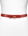 Put a sophisticated spin on your waistline with this skinny leather belt from Salvatore Ferragamo.