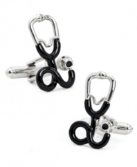 Doctor's orders. Polish off your shirt and tie with these conversational stethoscope cufflinks from Cufflinks Inc.
