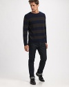 Sophisticated stripes and a textural wool blend elevate this crewneck pullover with everyday, wear-with-all style.Crewneck50% merino wool/25% camel hair/25% nylonHand washImported