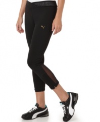 These athletic pants by Puma are a must-have for your gym wardrobe. Mesh insets and zippers at the leg are sporty details you'll love! (Clearance)