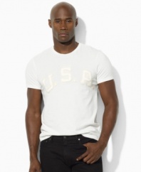 A relaxed-fitting cotton jersey T-shirt embraces both comfort and classic vintage style with a tonal USA patch at the chest.