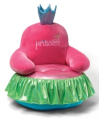 Make her feel like an authentic Princess with the Gund Princess Throne! This pink princess plush chair has an adorable tutu wrapped around the base and a crown on the top of the chair. Girls just want to have Gund!