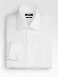 A smooth, regular fit is diamond-woven in crisp cotton with traditional French cuffs. Buttonfront Modified point collar French cuffs Cotton Dry clean Imported