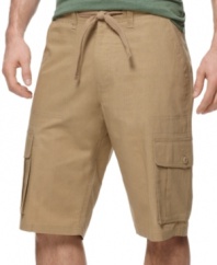 Rough and rugged shorts get a laid-back with these linen-blend shorts from Sean John.