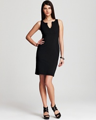 A warm-weather refresher for your classic LBD, this Karen Kane shift dress sets the framework for strong femininity with a flattering sleeveless silhouette.