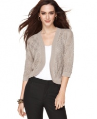 This adorably chic textured shrug from Alfani adds a perfect layer of warmth and style to your look.