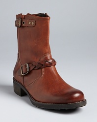 The biker boot goes West in this Paul Green design, with braided harness details and warmly rustic leather.
