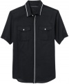 Rev up your warm-weather wardrobe with this breezy short-sleeved shirt from Sean John.