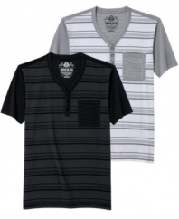 Add these striped henleys from American Rag to your summer line-up and get set to sizzle.