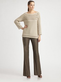 Offering a relaxed fit, this muted sweater features an intricate knit for an exquisite look.Feminine necklineThree-quarter sleevesPerforated detailsPull-on styleAbout 25 from shoulder to hem64% cotton/36% polyamide/li> Dry cleanImported Model shown is 5'10 (177cm) wearing US size Small. 