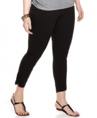 Be comfy and fashionable with Style&co.'s plus size leggings, accented by ruched hems-- they're an Everyday Value!