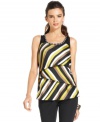 This silky top from Alfani offers up a flirty twist on the classic striped tank with its tiered silhouette and metal chain trim. Pair it with sleek black pants for a night out and add a blazer for a day in the office.