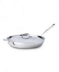 Layers of bonded stainless steel and aluminum provide a durable core and base that evenly diffuses and retains heat for superior dishes every time. Perfect for sauteing and frying, this skillet has the versatility that every chef demands. Limited lifetime warranty.
