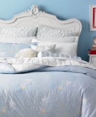 Carefree comfort. Style&co. brings a decidedly relaxing atmosphere to your room with this Winfield comforter set, boasting an oversized floral motif with delicate embroidery details in a soothing palette of blue and white. Reversible for added styling options.