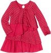 Splendid Littles Girls 2-6x Toddler Lurex Pinstripe Tier Dress, Pink Sparkle, 4T