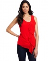 Vince Camuto Women's Ruffle Front Drape Tank Top, Red Pepper, X-Small