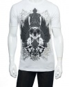 INC International Concepts White(white with gray, black and metallic silver) Graphic SS T-Shirt