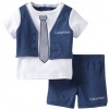 Calvin Klein Baby-boys Newborn Denim Heather Mock Vest Tee with Shorts, Blue, 0-3 Months