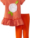 Sweet Heart Rose Baby-girls Infant Polka Dot Legging Set, Orange, 24 Months