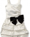Ruby Rox Girls 7-16 Pick-Up With Drop Waist Bow, Ivory/Black, 8