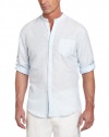 Cubavera Men's Long-Sleeve Banded Collar Woven Shirt With Roll-Up
