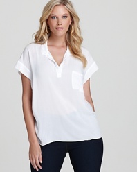 A dressed-up version of the classic tee, this Splendid Plus top features a collar and a patch pocket for an elevated approach to wardrobe basics.