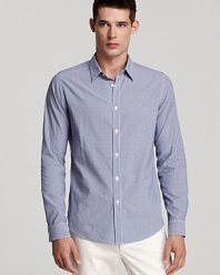 A relaxed button-down that transitions seamlessly from day to night, with a handsome stripe design, from Theory.