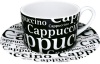 Konitz Cappuccino Writing On Black 7-Ounce Cup and Saucer Black