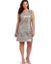 DKNYC Women's Sleeveless All Over Sequin Dress With Exposed Zipper