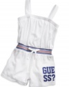 GUESS Kids Girls Little Girl French Terry Romper, WHITE (6X)