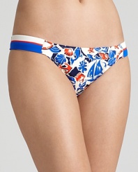 Nautical style is forever in fashion. Get on board with this sailor printed bikini bottom from Nanette Lepore.