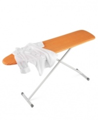 Apply pressure! Meet the perfect place to perfect your clothes. Durable and stable with an adjustable height, foam cover and storage-perfect folding design, this ironing board is an iron's best friend, providing a spacious place to de-wrinkle and de-crease garments.