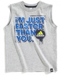 He'll be able to boast more than just great style with this muscle tee from adidas.
