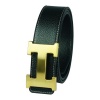 Feishanglige New Fashion Design Men H 100% Leather Belt Black PH0302