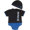 Hurley Newborn Boys Black Bodysuit & Hat Set