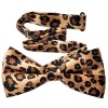 TopTie Unisex Fashion Leopard Spotted Slim Tan & Black Bow tie