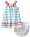 Hartstrings Baby-Girls Infant Jersey Dress And Diaper Cover Set, White Stripe, 12 Months